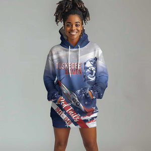 Tuskegee Airmen Red Tails Hoodie Dress Straighten Up and Fly Right - Blue White - African Pride