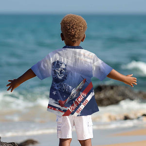 Tuskegee Airmen Red Tails Kid Hawaiian Shirt Straighten Up and Fly Right - Blue White - African Pride
