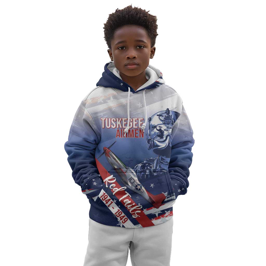 Tuskegee Airmen Red Tails Kid Hoodie Straighten Up and Fly Right - Blue White - African Pride