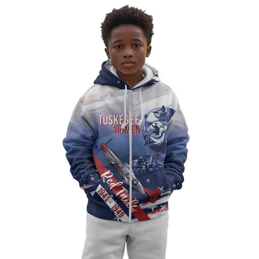Tuskegee Airmen Red Tails Kid Hoodie Straighten Up and Fly Right - Blue White - African Pride