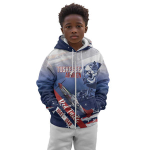 Tuskegee Airmen Red Tails Kid Hoodie Straighten Up and Fly Right - Blue White - African Pride