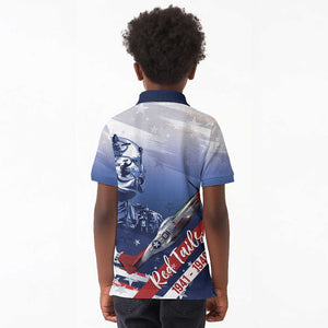 Tuskegee Airmen Red Tails Kid Polo Shirt Straighten Up and Fly Right - Blue White - African Pride