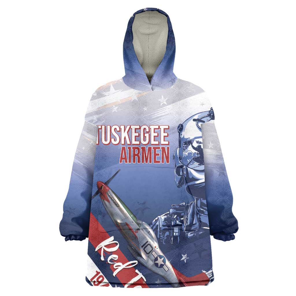 Tuskegee Airmen Red Tails Kid Wearable Blanket Hoodie Straighten Up and Fly Right - Blue White - African Pride