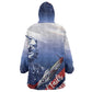 Tuskegee Airmen Red Tails Kid Wearable Blanket Hoodie Straighten Up and Fly Right - Blue White - African Pride