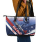 Tuskegee Airmen Red Tails Leather Tote Bag Straighten Up and Fly Right - Blue White - African Pride