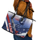 Tuskegee Airmen Red Tails Leather Tote Bag Straighten Up and Fly Right - Blue White - African Pride
