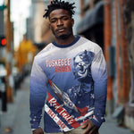 Tuskegee Airmen Red Tails Long Sleeve Shirt Straighten Up and Fly Right - Blue White - African Pride