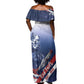 Tuskegee Airmen Red Tails Off Shoulder Maxi Dress Straighten Up and Fly Right - Blue White - African Pride