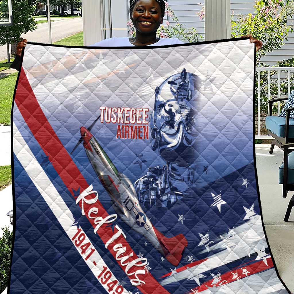 Tuskegee Airmen Red Tails Quilt Straighten Up and Fly Right - Blue White - African Pride