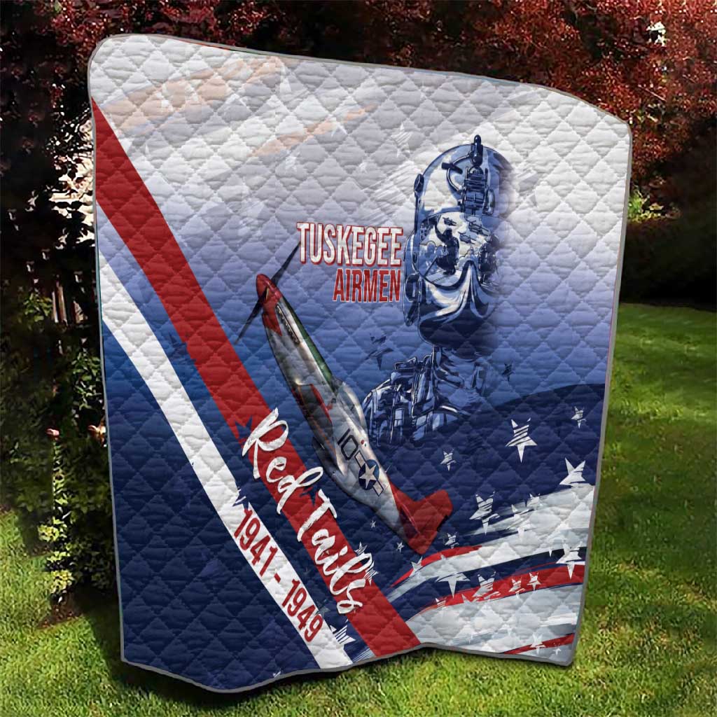 Tuskegee Airmen Red Tails Quilt Straighten Up and Fly Right - Blue White - African Pride