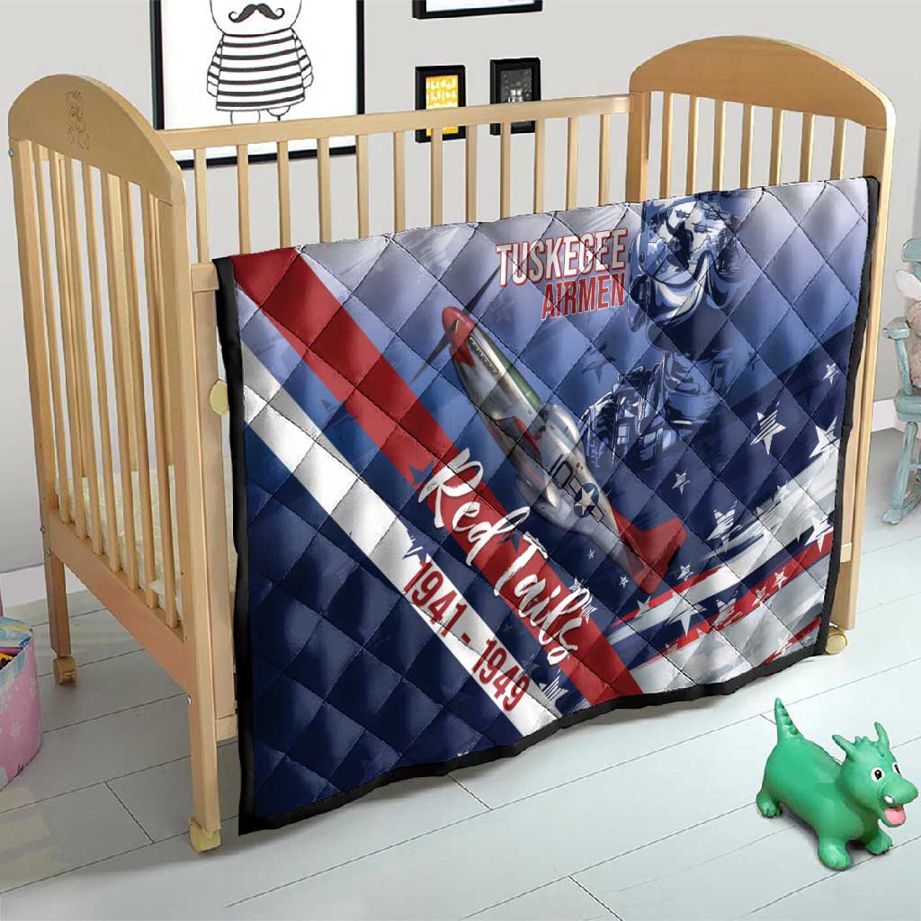 Tuskegee Airmen Red Tails Quilt Straighten Up and Fly Right - Blue White - African Pride