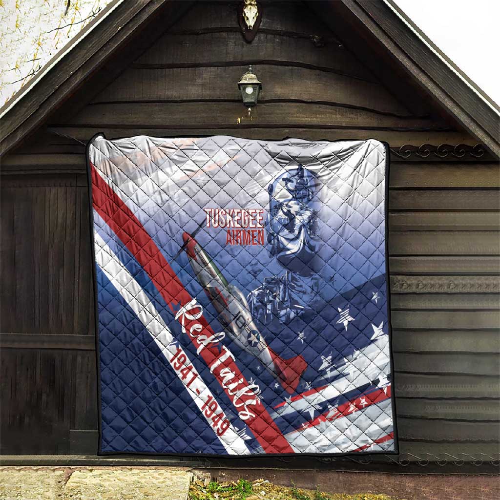 Tuskegee Airmen Red Tails Quilt Straighten Up and Fly Right - Blue White - African Pride