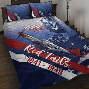 Tuskegee Airmen Red Tails Quilt Bed Set Straighten Up and Fly Right - Blue White - African Pride