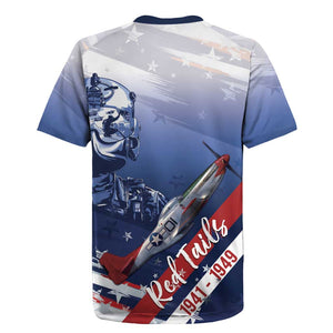 Tuskegee Airmen Red Tails Rugby Jersey Straighten Up and Fly Right - Blue White - African Pride
