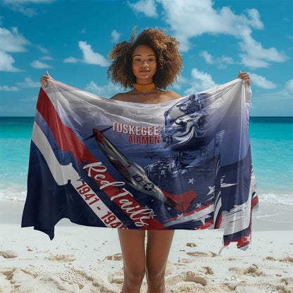 Tuskegee Airmen Red Tails Sarong Straighten Up and Fly Right - Blue White - African Pride