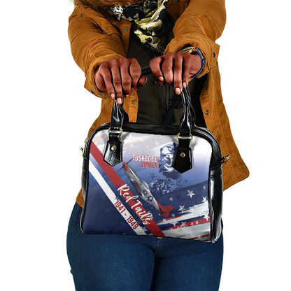 Tuskegee Airmen Red Tails Shoulder Handbag Straighten Up and Fly Right - Blue White - African Pride
