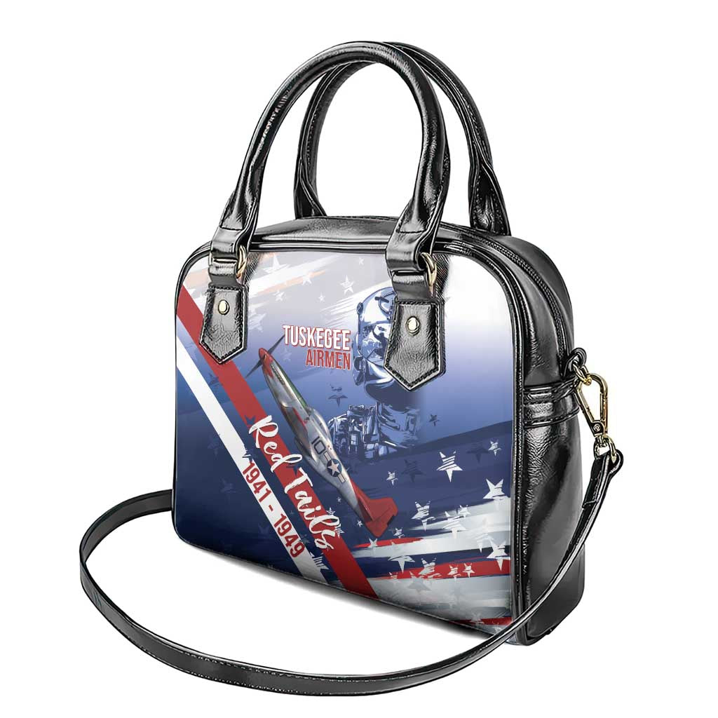 Tuskegee Airmen Red Tails Shoulder Handbag Straighten Up and Fly Right - Blue White - African Pride