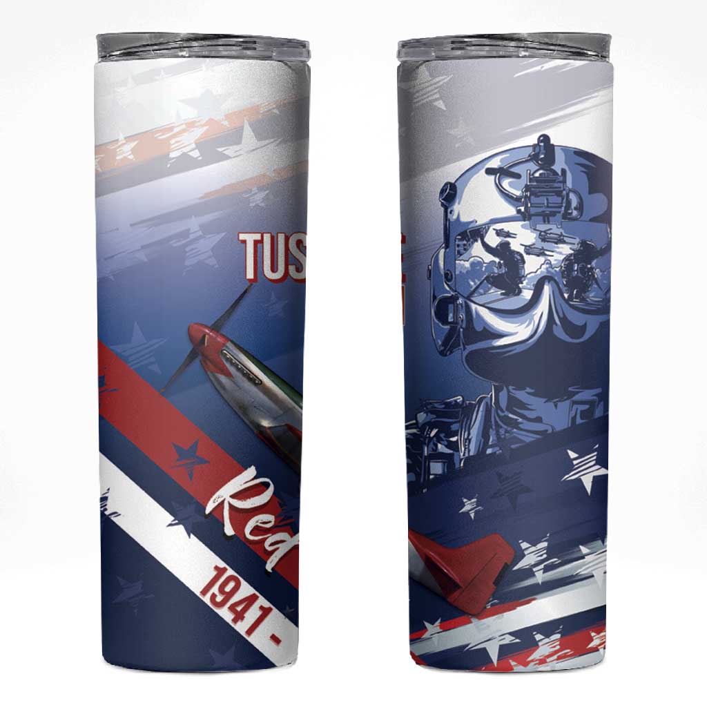 Tuskegee Airmen Red Tails Skinny Tumbler Straighten Up and Fly Right - Blue White - African Pride