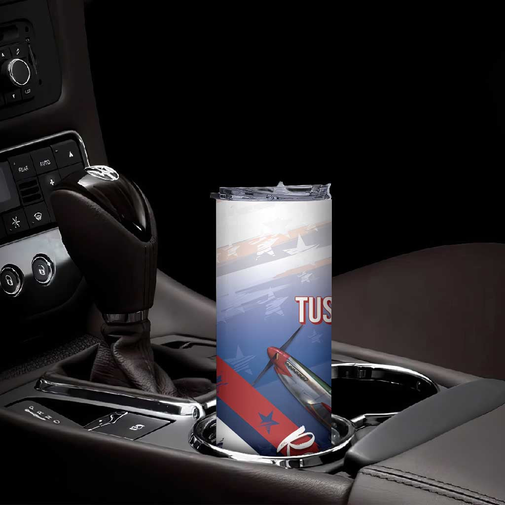 Tuskegee Airmen Red Tails Skinny Tumbler Straighten Up and Fly Right - Blue White - African Pride