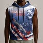 Tuskegee Airmen Red Tails Sleeveless Hoodie Straighten Up and Fly Right - Blue White - African Pride