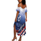 Tuskegee Airmen Red Tails Summer Maxi Dress Straighten Up and Fly Right - Blue White - African Pride