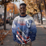 Tuskegee Airmen Red Tails Sweatshirt Straighten Up and Fly Right - Blue White - African Pride