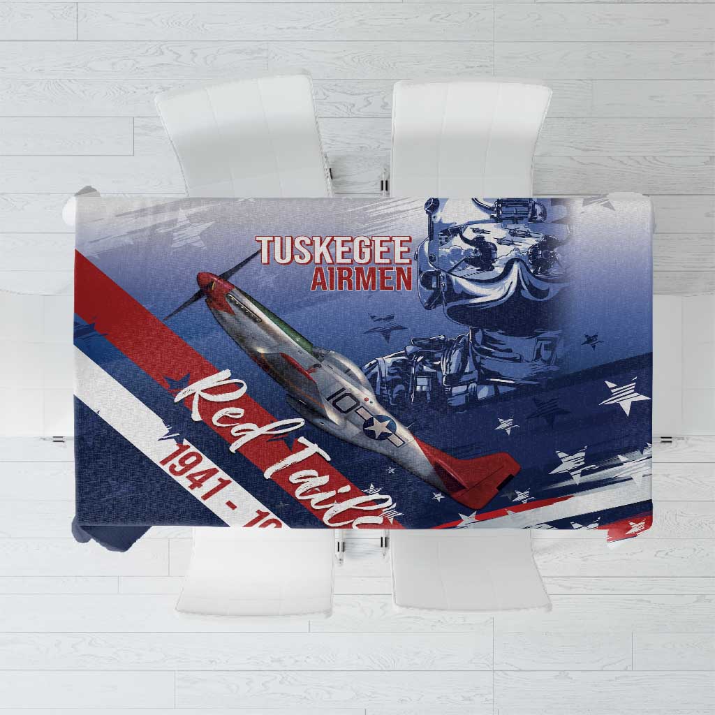 Tuskegee Airmen Red Tails Tablecloth Straighten Up and Fly Right - Blue White - African Pride