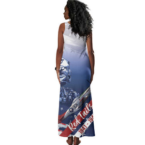Tuskegee Airmen Red Tails Tank Maxi Dress Straighten Up and Fly Right - Blue White - African Pride