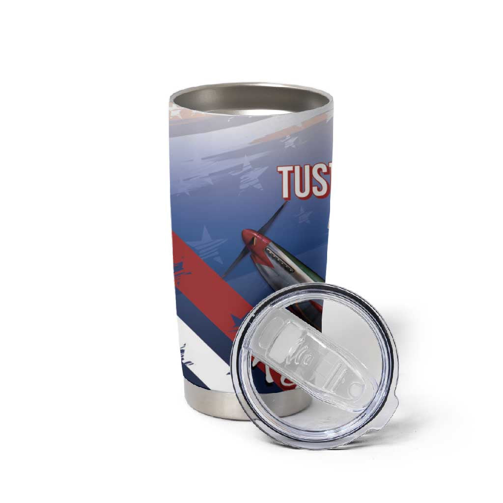 Tuskegee Airmen Red Tails Tumbler Cup Straighten Up and Fly Right - Blue White - African Pride