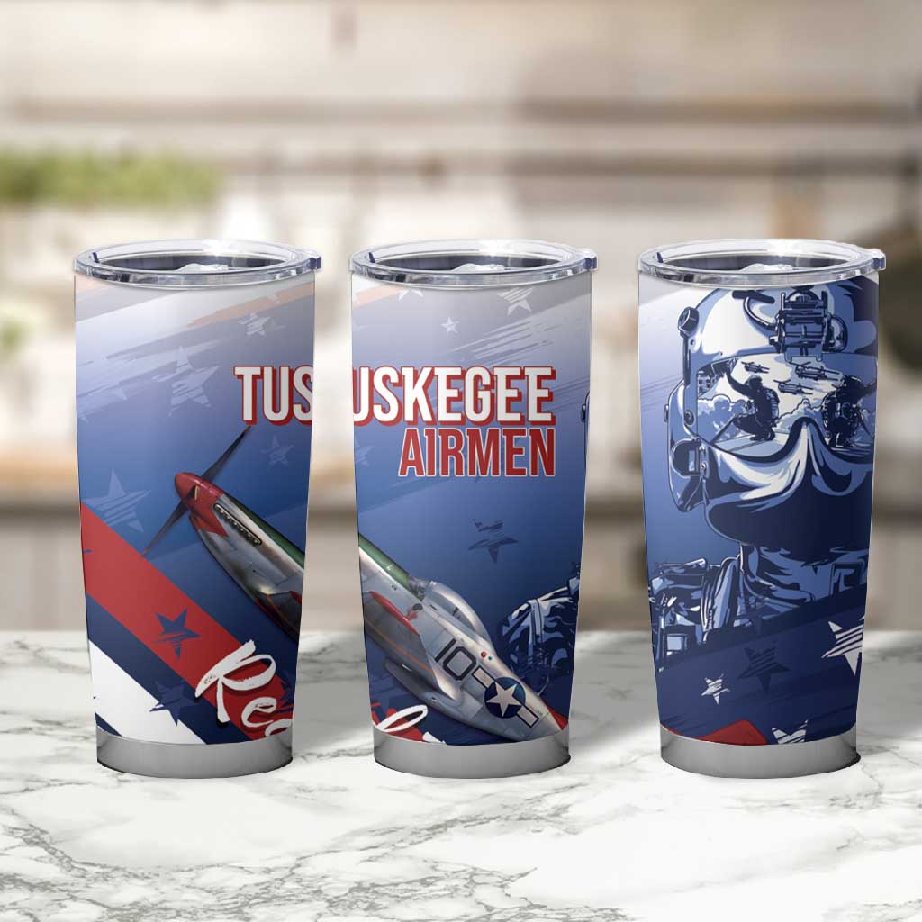 Tuskegee Airmen Red Tails Tumbler Cup Straighten Up and Fly Right - Blue White - African Pride