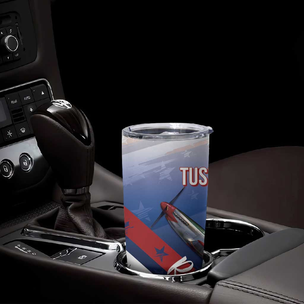 Tuskegee Airmen Red Tails Tumbler Cup Straighten Up and Fly Right - Blue White - African Pride