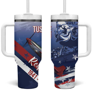 Tuskegee Airmen Red Tails Tumbler With Handle Straighten Up and Fly Right - Blue White - African Pride