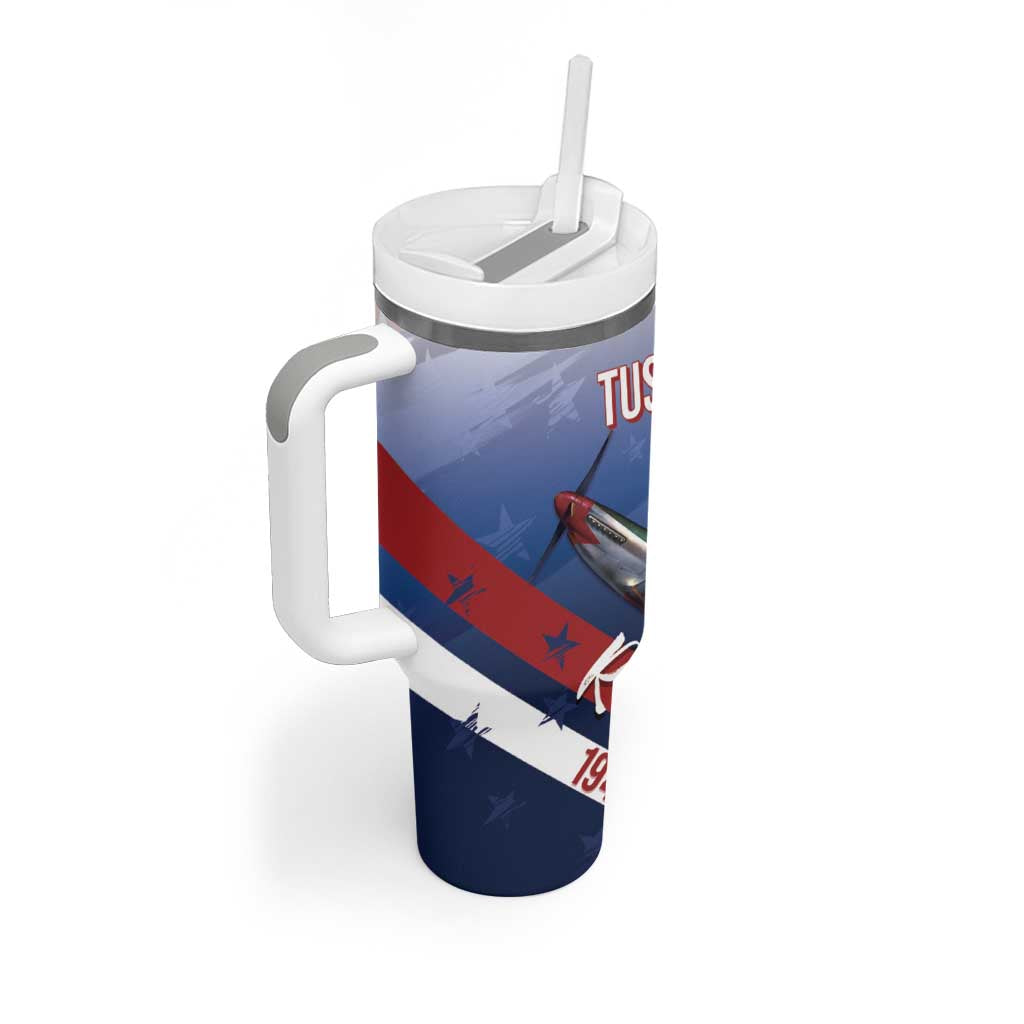 Tuskegee Airmen Red Tails Tumbler With Handle Straighten Up and Fly Right - Blue White - African Pride