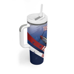 Tuskegee Airmen Red Tails Tumbler With Handle Straighten Up and Fly Right - Blue White - African Pride