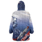 Tuskegee Airmen Red Tails Wearable Blanket Hoodie Straighten Up and Fly Right - Blue White - African Pride