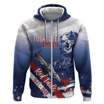 Tuskegee Airmen Red Tails Zip Hoodie Straighten Up and Fly Right - Blue White - African Pride