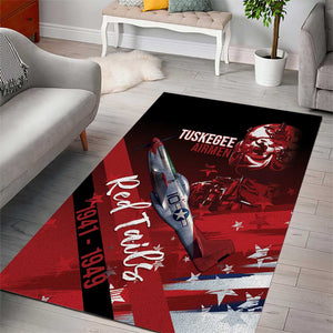 Tuskegee Airmen Red Tails Area Rug Straighten Up and Fly Right - Black Red - African Pride