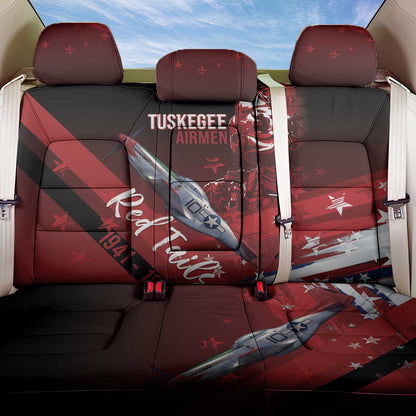 Tuskegee Airmen Red Tails Back Car Seat Cover Straighten Up and Fly Right - Black Red - African Pride