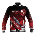 Tuskegee Airmen Red Tails Baseball Jacket Straighten Up and Fly Right - Black Red - African Pride