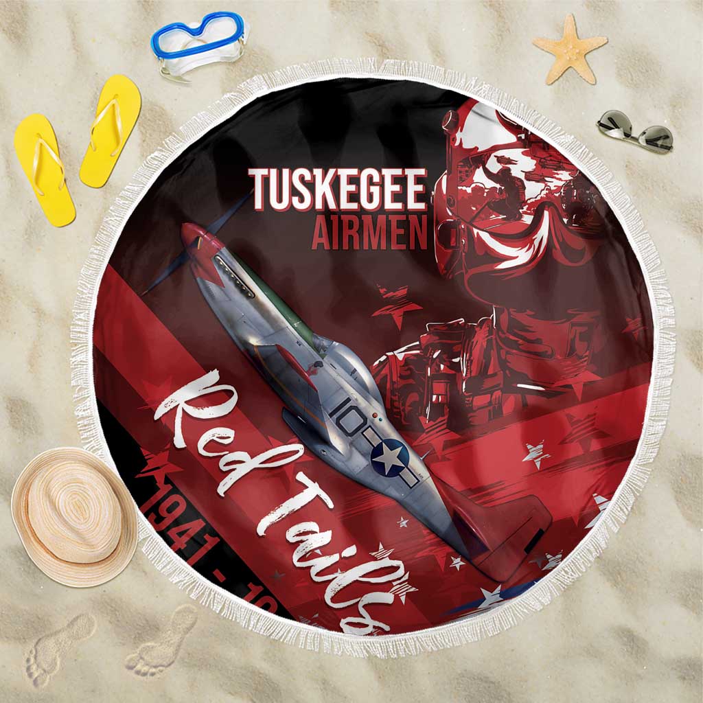 Tuskegee Airmen Red Tails Beach Blanket Straighten Up and Fly Right - Black Red - African Pride