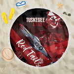 Tuskegee Airmen Red Tails Beach Blanket Straighten Up and Fly Right - Black Red - African Pride