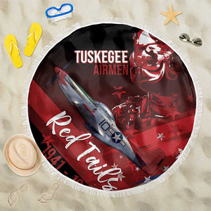Tuskegee Airmen Red Tails Beach Blanket Straighten Up and Fly Right - Black Red - African Pride
