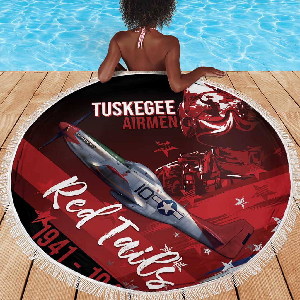 Tuskegee Airmen Red Tails Beach Blanket Straighten Up and Fly Right - Black Red - African Pride