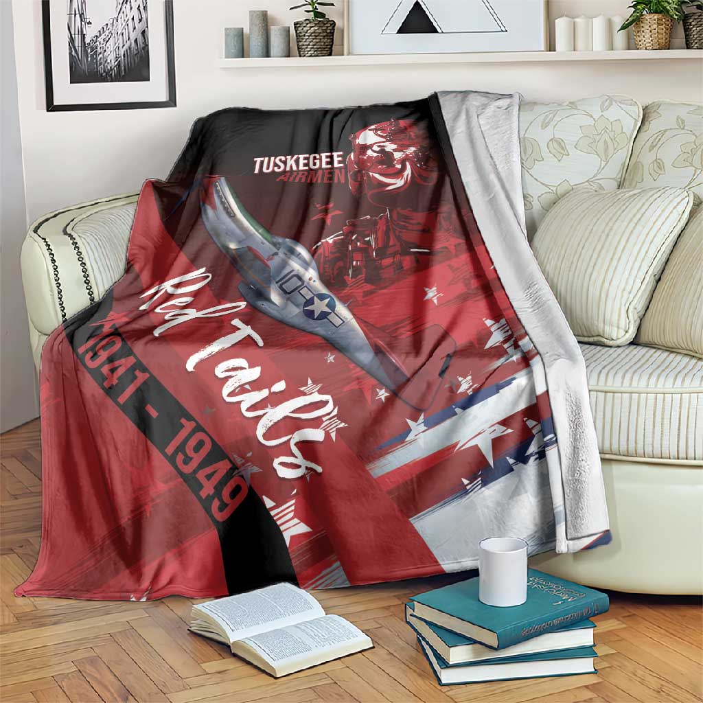 Tuskegee Airmen Red Tails Blanket Straighten Up and Fly Right - Black Red - African Pride