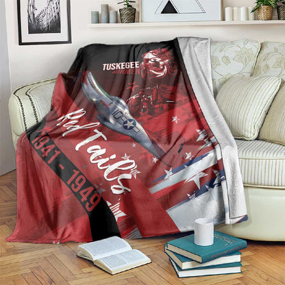 Tuskegee Airmen Red Tails Blanket Straighten Up and Fly Right - Black Red - African Pride