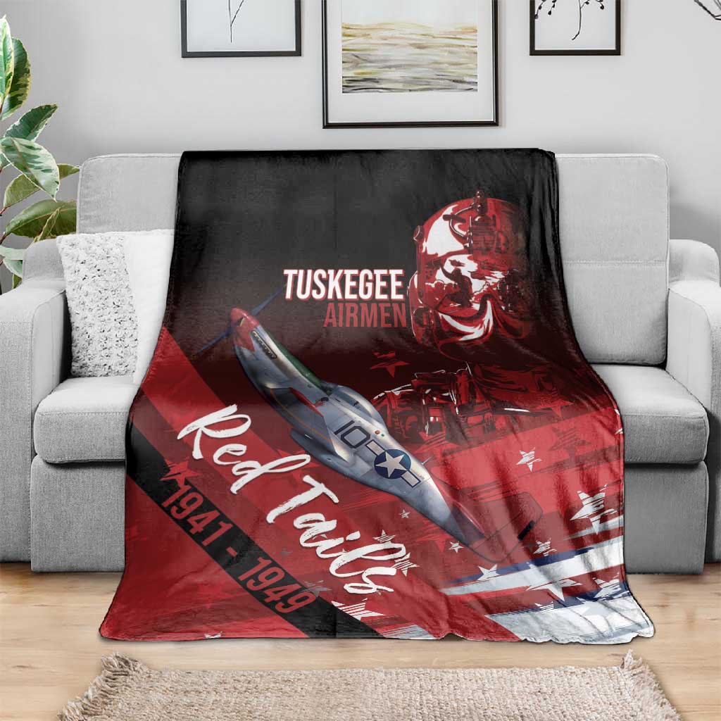 Tuskegee Airmen Red Tails Blanket Straighten Up and Fly Right - Black Red - African Pride