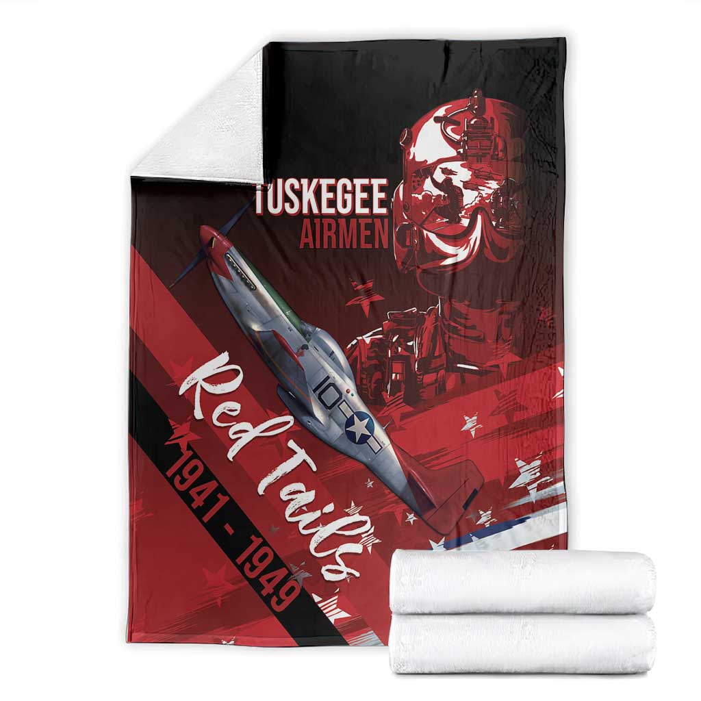 Tuskegee Airmen Red Tails Blanket Straighten Up and Fly Right - Black Red - African Pride