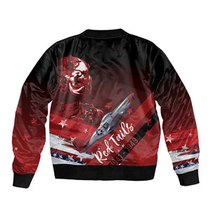 Tuskegee Airmen Red Tails Bomber Jacket Straighten Up and Fly Right - Black Red - African Pride