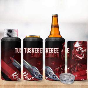 Tuskegee Airmen Red Tails 4 in 1 Can Cooler Tumbler Straighten Up and Fly Right - Black Red - African Pride