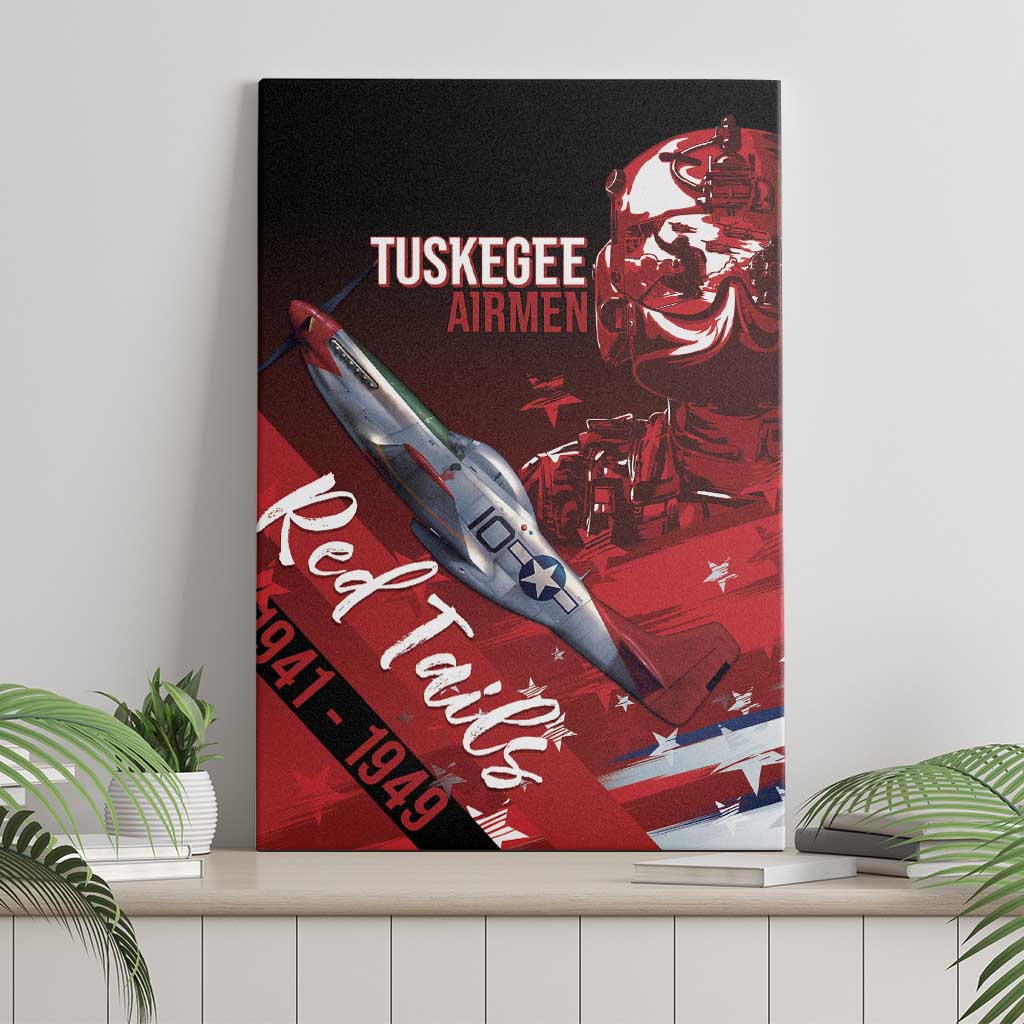 Tuskegee Airmen Red Tails Canvas Wall Art Straighten Up and Fly Right - Black Red - African Pride